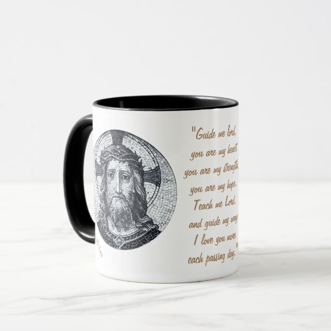 Jesus Kristus & Prayer "Guide Me Lord" Coffee Tea Mugg (Framsida vänster)