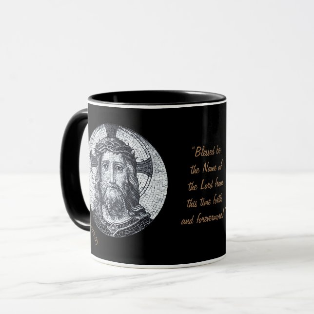 Jesus Kristus & Prayer "Psalm 113:2 Bless" kaffe Mugg (Framsida vänster)