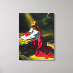 Jesus Kristus Praying i Gethsemane Garden Canvastryck