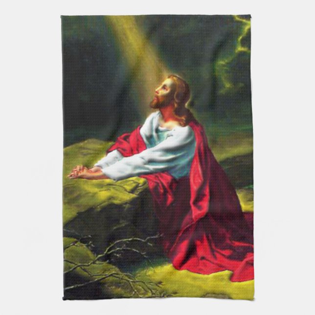 Jesus Kristus Praying i Gethsemane Garden Kökshandduk (Vertikal)