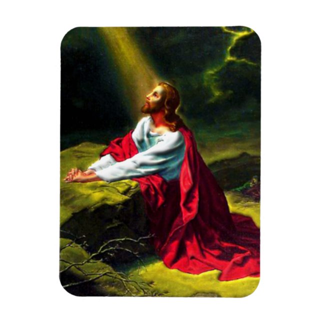 Jesus Kristus Praying i Gethsemane Garden Magnet (Vertikal)