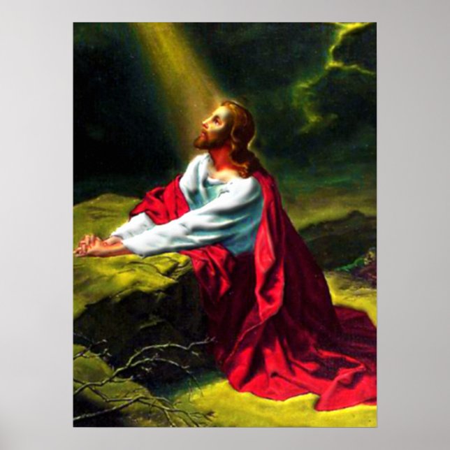 Jesus Kristus Praying i Gethsemane Garden Poster (Framsidan)