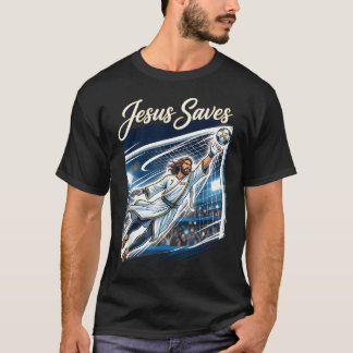 Jesus Kristus Räddar Kristet Fotbollsmålvakt T Shirt