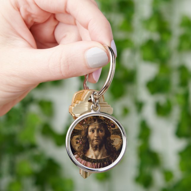 Jesus Kristus Religion Renaissance Rund Silverfärgad Nyckelring (Hand)