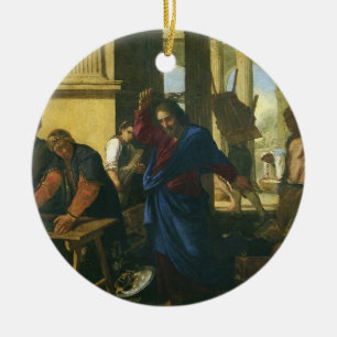 Jesus Kristus rensar templet Julgransprydnad Keramik