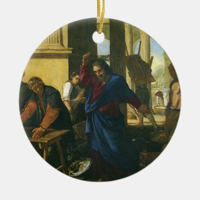 Jesus Kristus rensar templet Julgransprydnad Keramik (Framsidan)