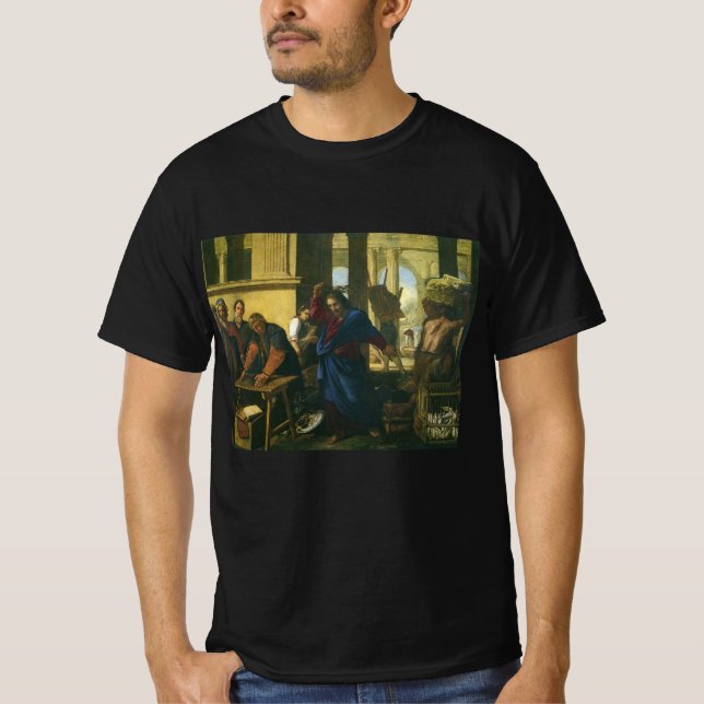 Jesus Kristus rensar templet T Shirt (Framsida)