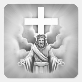 Jesus Kristus Resurrecension Kor Design Fyrkantigt Klistermärke