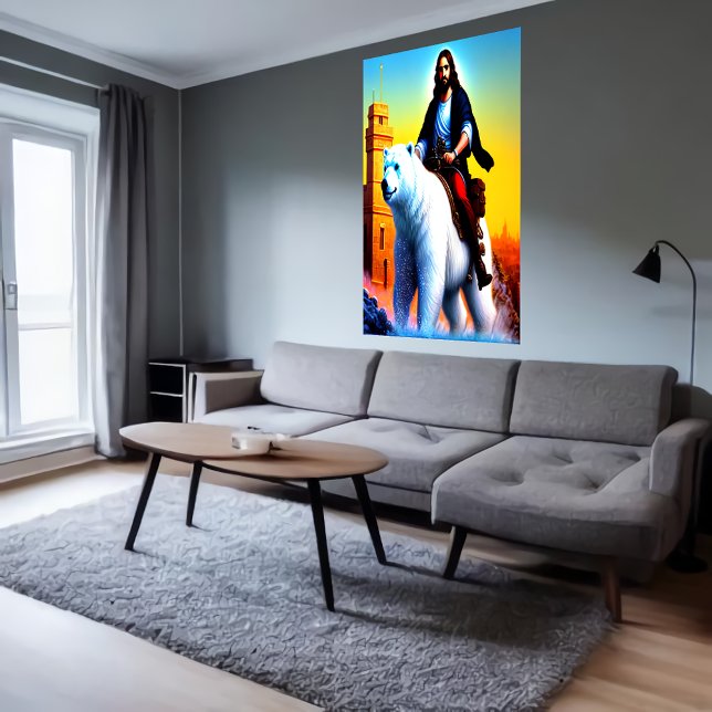 Jesus Kristus rider på en Polar Bear | AI Art Post Poster (Skapare uppladdad)