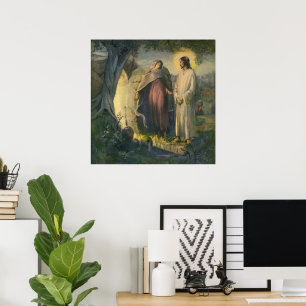 Jesus Kristus Risen av Grav av ML Greer Poster
