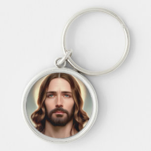 Jesus Kristus Rund Silverfärgad Nyckelring