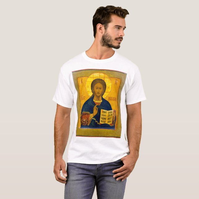 Jesus Kristus ryska Icon Tee Shirt (Hel framsida)