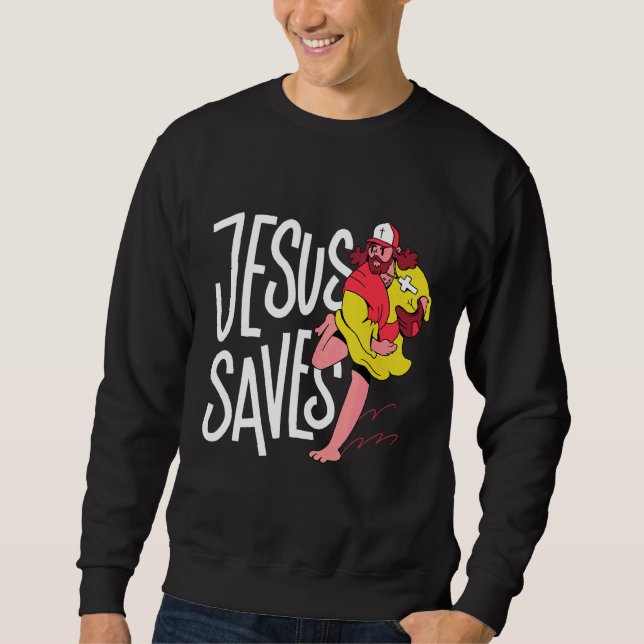 Jesus Kristus Secures Spara Bible Christian Kor Lång Ärmad Tröja (Framsida)