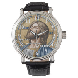 Jesus Kristus skulle du titta på Time Guld Blue Armbandsur
