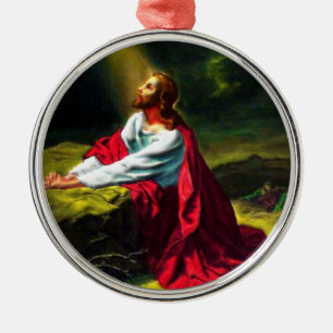 Jesus Kristus som ber i trädgården av Gethsemane Julgransprydnad Metall