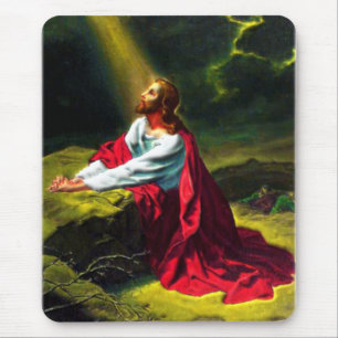 Jesus Kristus som ber i trädgården av Gethsemane Musmatta