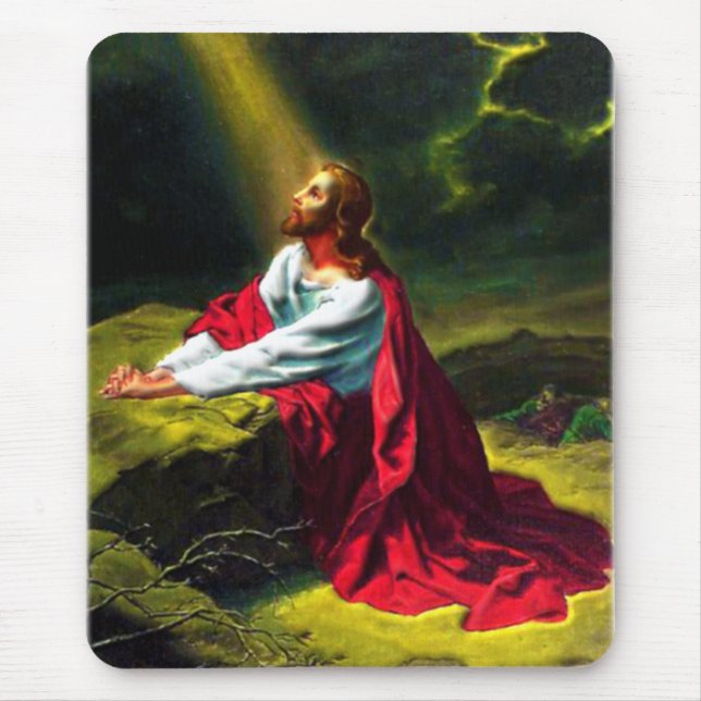 Jesus Kristus som ber i trädgården av Gethsemane Musmatta (Framsidan)