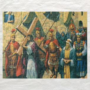 Jesus Kristus som transporterar Kor till sin Cruci Pussel
