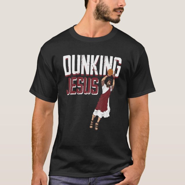 Jesus Kristus spelar basket 1 T Shirt (Framsida)