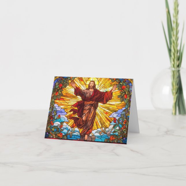 Jesus Kristus Stached Glass Art Card Helgkort (Framsida)