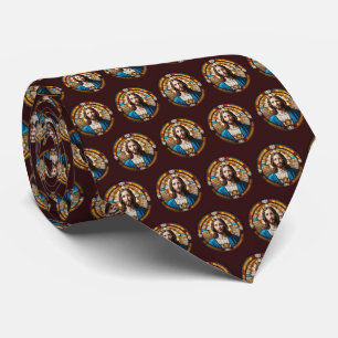 Jesus Kristus Stached Glass Circle Mönster Brown Slips