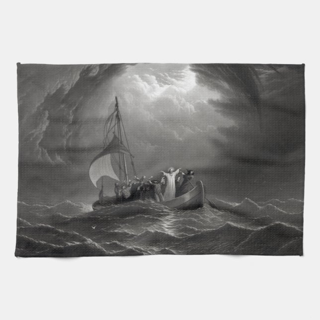 Jesus Kristus stillar Tempest Kökshandduk (Horisontell)
