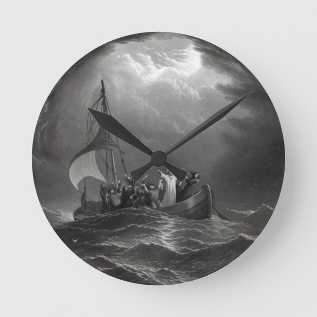 Jesus Kristus stillar Tempest Rund Klocka (Framsida)