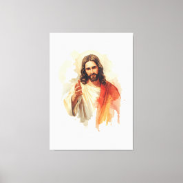 Jesus Kristus sträcker ut händerna Vattenfärg måln Canvastryck