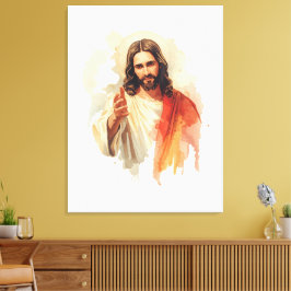 Jesus Kristus sträcker ut händerna Vattenfärg måln Canvastryck