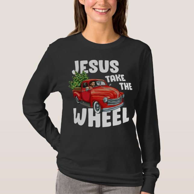 Jesus Kristus tar julen Ch från Hjul Red Lastbil T Shirt (Framsida)