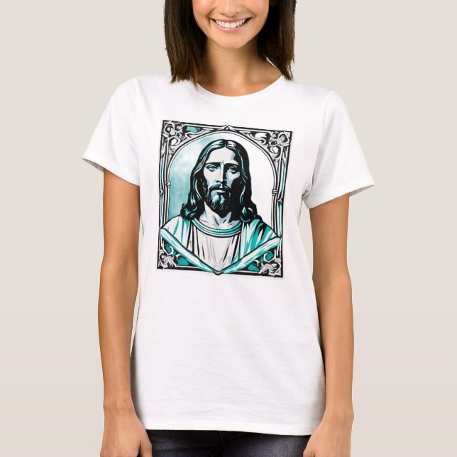 Jesus Kristus Teal Passover Påsk julgåva T Shirt (Framsida)