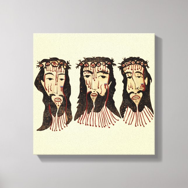 Jesus Kristus Thorn Krona folkkonstmålning Canvastryck (Framsida)