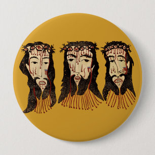 Jesus Kristus Thorn Krona folkkonstmålning Knapp