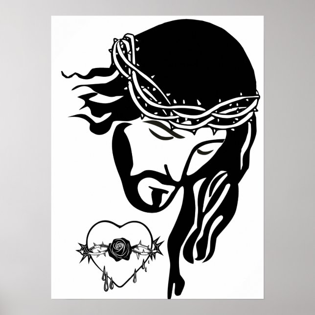 Jesus Kristus Thorns Bleeding Heart Art Poster (Framsidan)