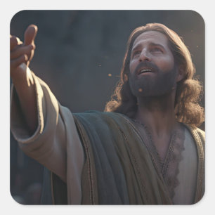 Jesus Kristus Tittar upp att nå ut Religiösa Fyrkantigt Klistermärke