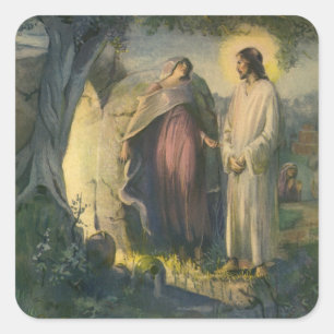 Jesus Kristus uppstånden vid graven av ML Greer Fyrkantigt Klistermärke