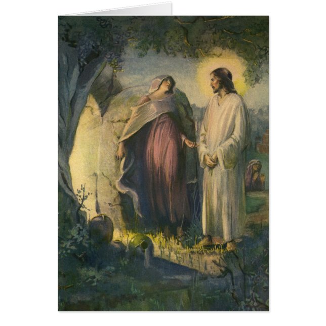 Jesus Kristus uppstånden vid graven av ML Greer Hälsningskort (Framsidan)