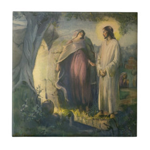 Jesus Kristus uppstånden vid graven av ML Greer Kakelplatta