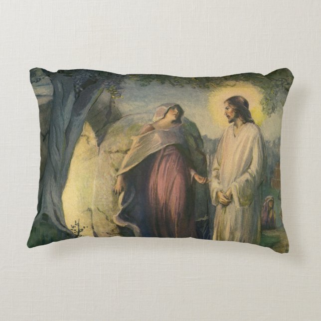 Jesus Kristus uppstånden vid graven av ML Greer Prydnadskudde (Baksidan)