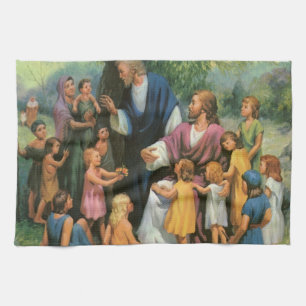 Jesus Kristus Välsignar Barn, Vintage Religion Kökshandduk