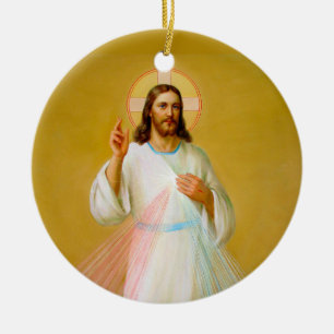 Jesus Kristus välsignar Julgransprydnad Keramik