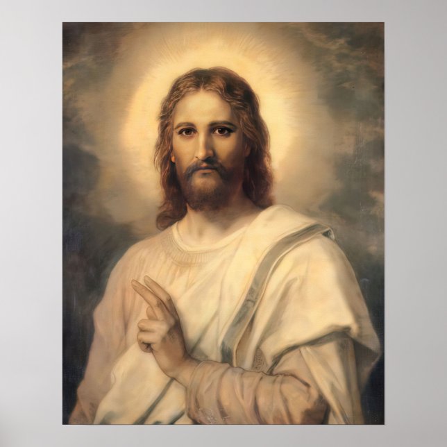 Jesus Kristus välsignelse av Hofmann Poster (Framsidan)
