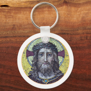 Jesus Kristus, Vintage Art Mosaic, biblisk Nyckelring