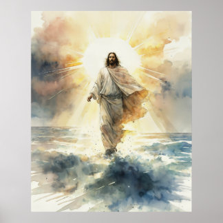 Jesus Kristus Walking på Vatten Poster