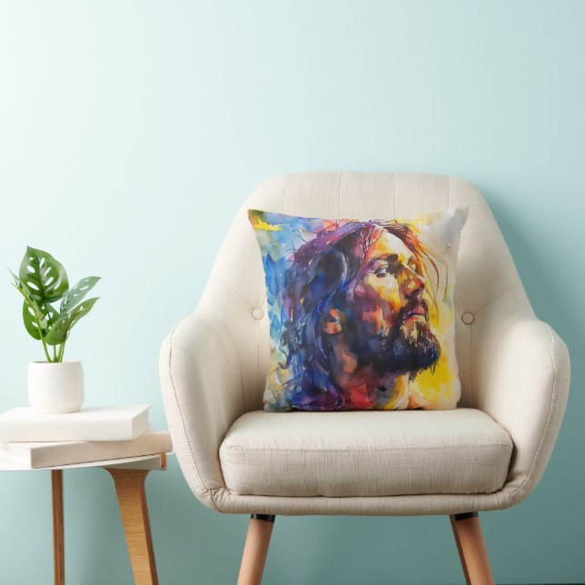 Jesus Kristus Watercolor Kudde (Stol)
