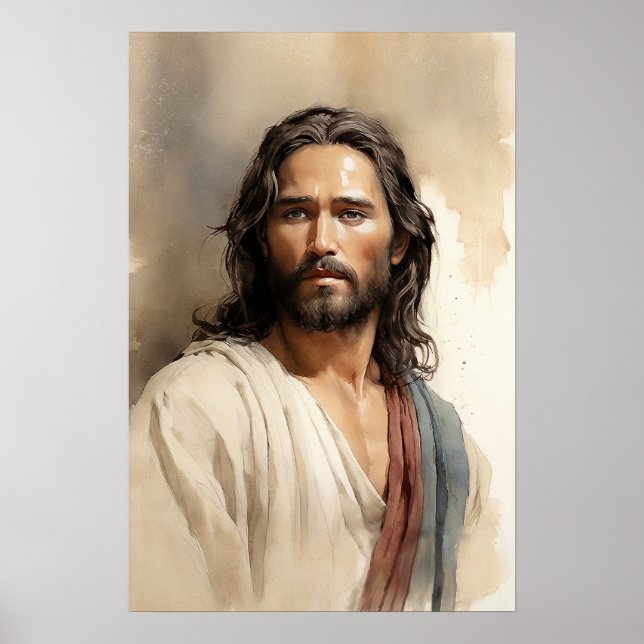 Jesus Kristus Watercolor Painting Poster (Framsidan)