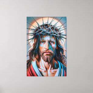 Jesus Kristus Wearing Krona av Thorns Canvastryck