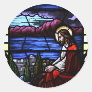Jesus Kristus Weiss över Jerusalem Glass Runt Klistermärke