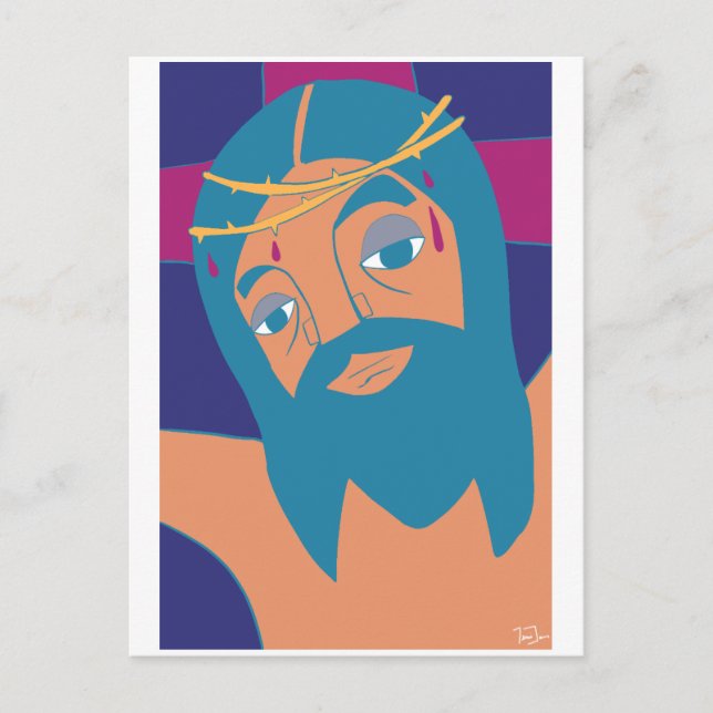 Jesus Kristus Yeshua Crucifixion Illustration Vykort (Framsida)