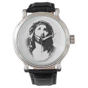 Jesus Kristusansikte stencilerar klockan Armbandsur
